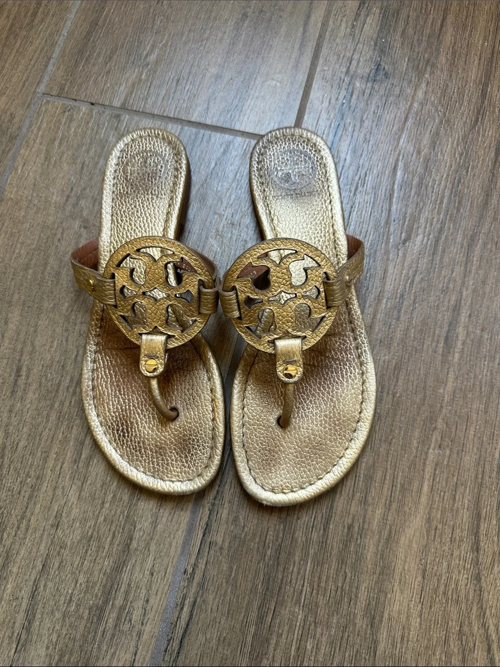 Tory Burch Metallic Gold Miller Thong Sandals